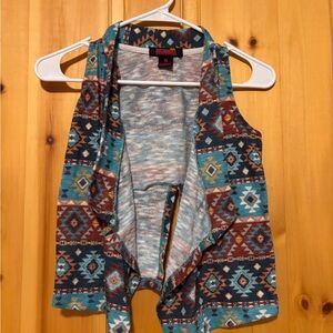 Rock &Republic Aztec Print Open Front Vest - Teal, Rust, Navy